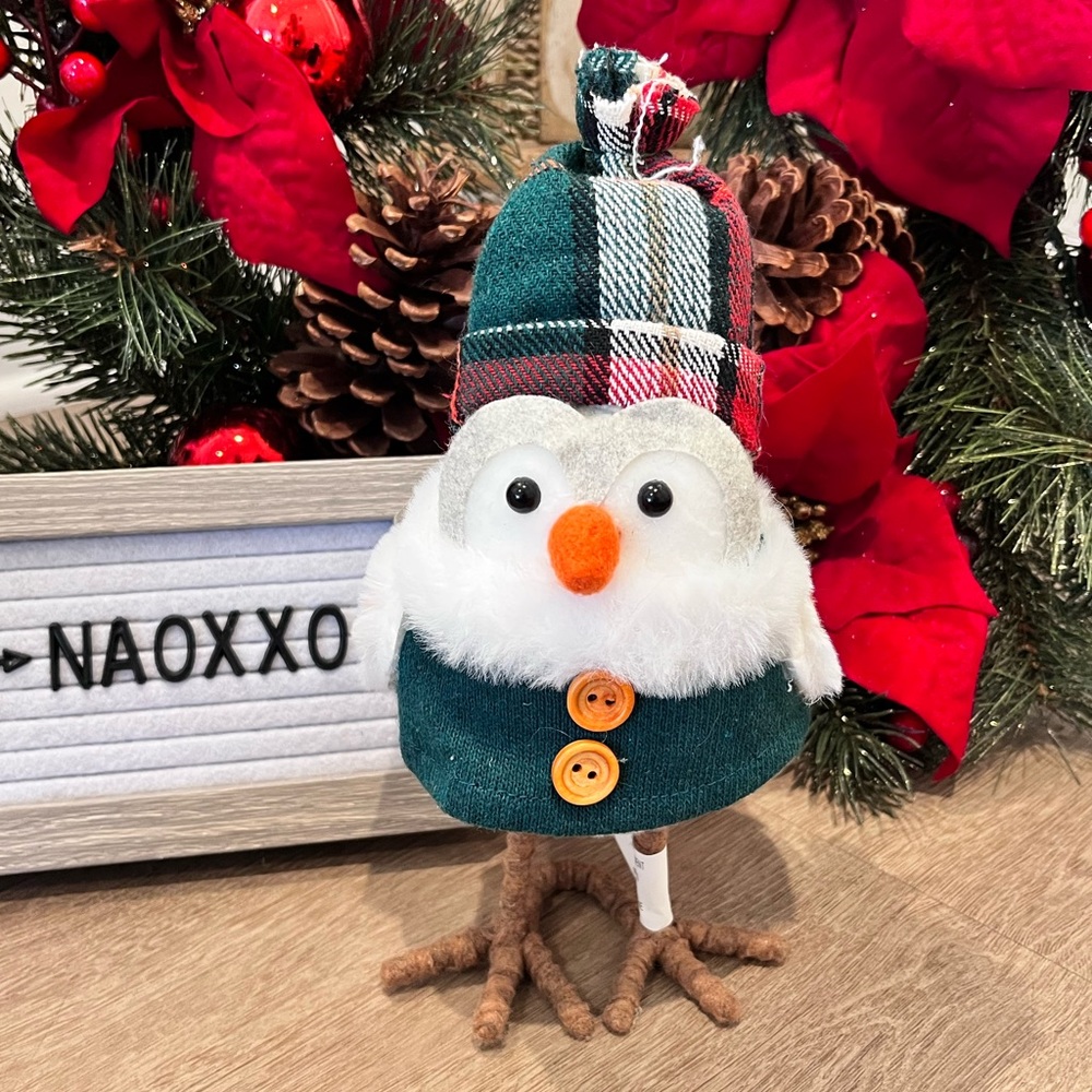 Christmas Snow Felt Bird Tiered Tray Decoration